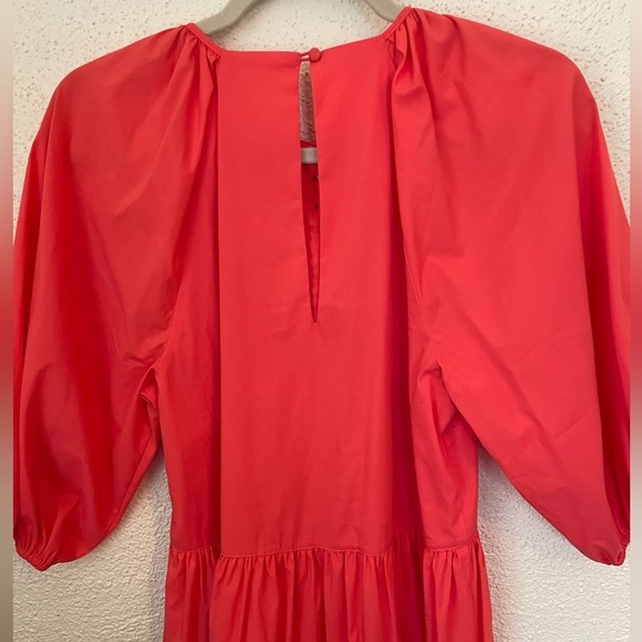 New Cinq a Sept Lynn Tiered Puff Sleeve Mini Dress in Neon Coral Orange | Size 4 - Picture 5 of 12